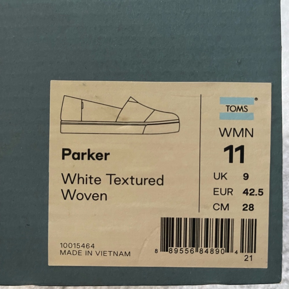 Toms Parker White Textured Woven Slip ons
